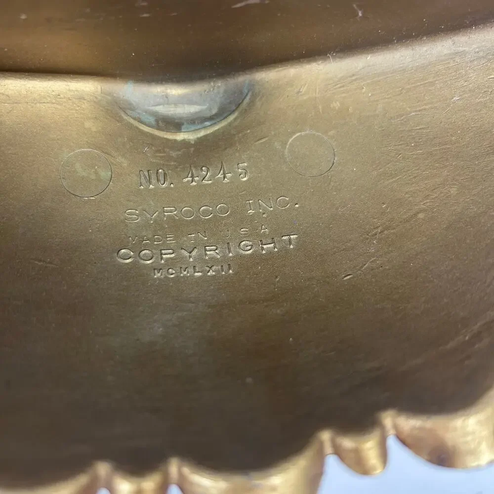 Vintage SyroCo Inc. MCM Gold Wall Basket Victorian Decor USA 4245
